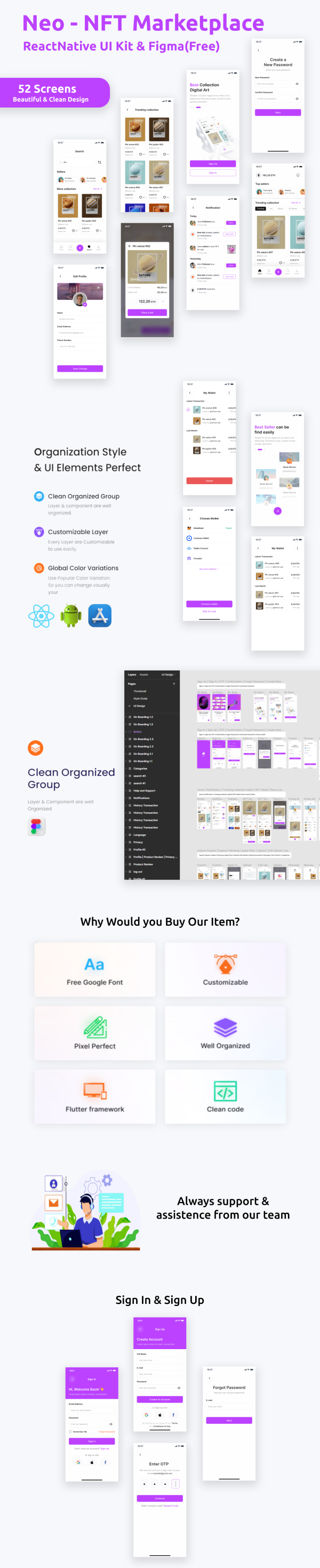 NFT MarketPlace App ANDROID + IOS + FIGMA | UI Kit | Reactnative | NeoFT - Image 2