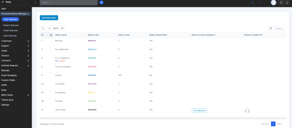 Advanced Status Manager for Perfex CRM - Image 3